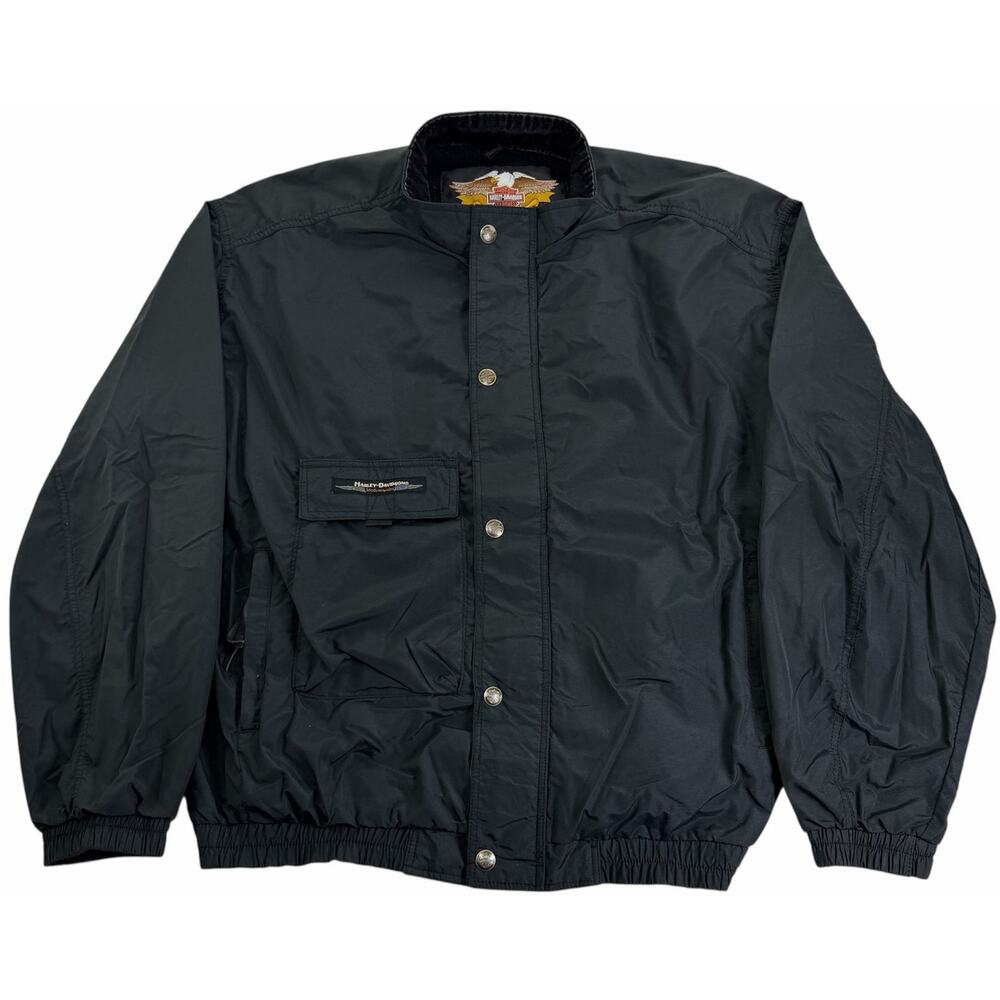 VTG 90s Harley Davidson Jacket Men's XXL Black Bomber Windbreaker Full Zip USA
